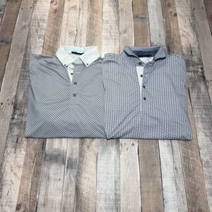 Lot of 2 Greyson Golf Performance Polo Shirts - Mens M Wolf White Geometric AOP